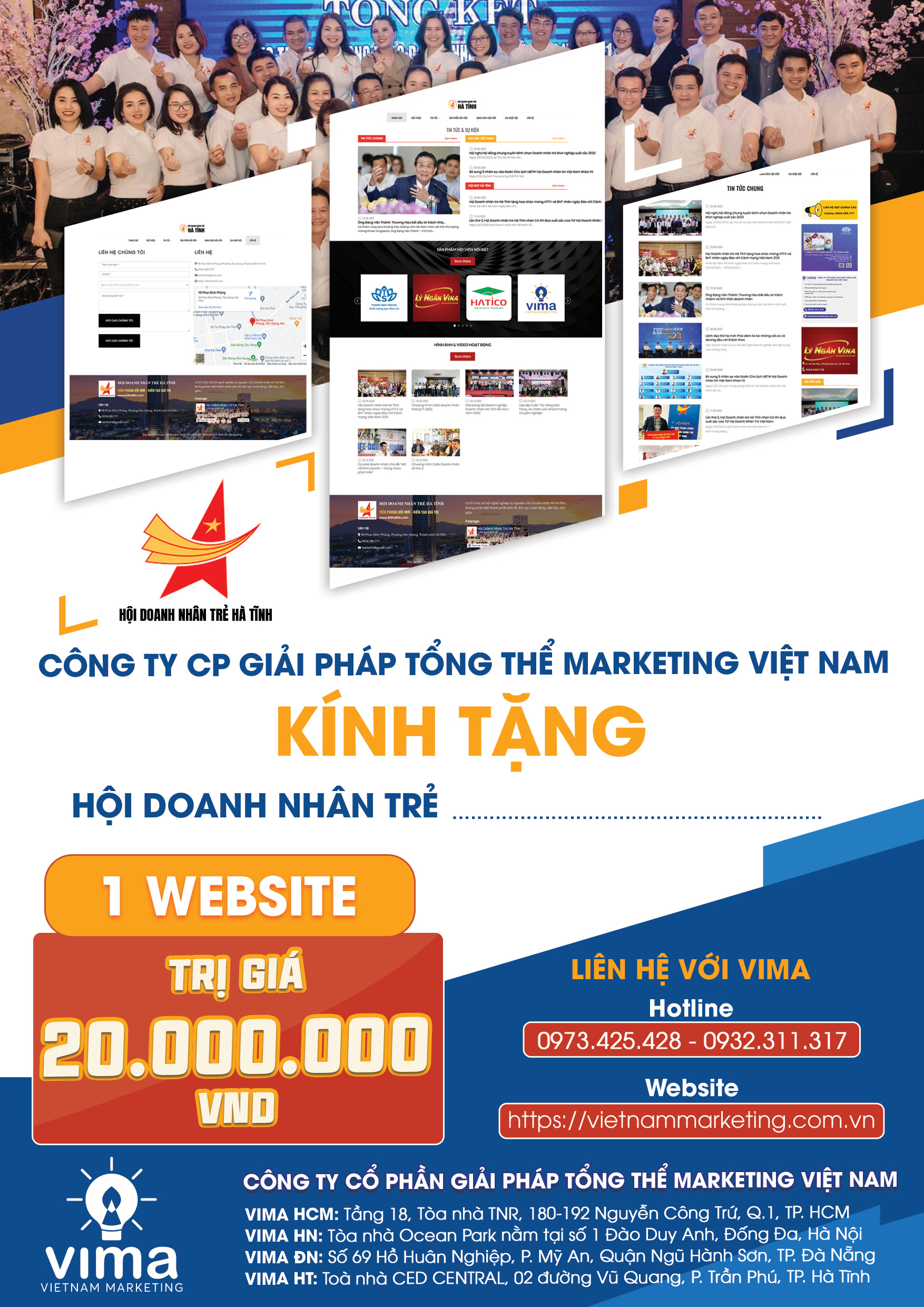 Voucher thiết kế website trị giá 20 triệu đồng Việt Nam Marketing tặng Hội DNT
