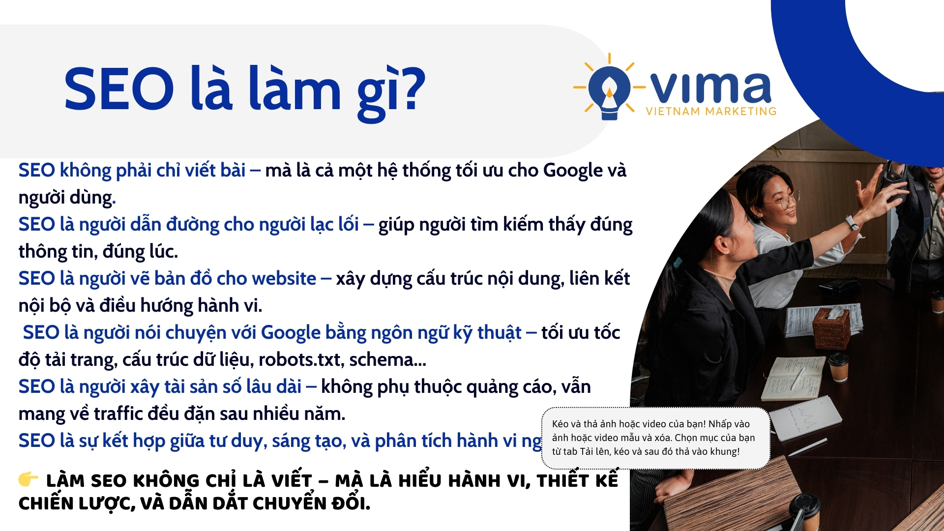 SEO là nghề kết nối người tìm và nội dung đúng lúc, bằng tư duy, dữ liệu và chiến lược.