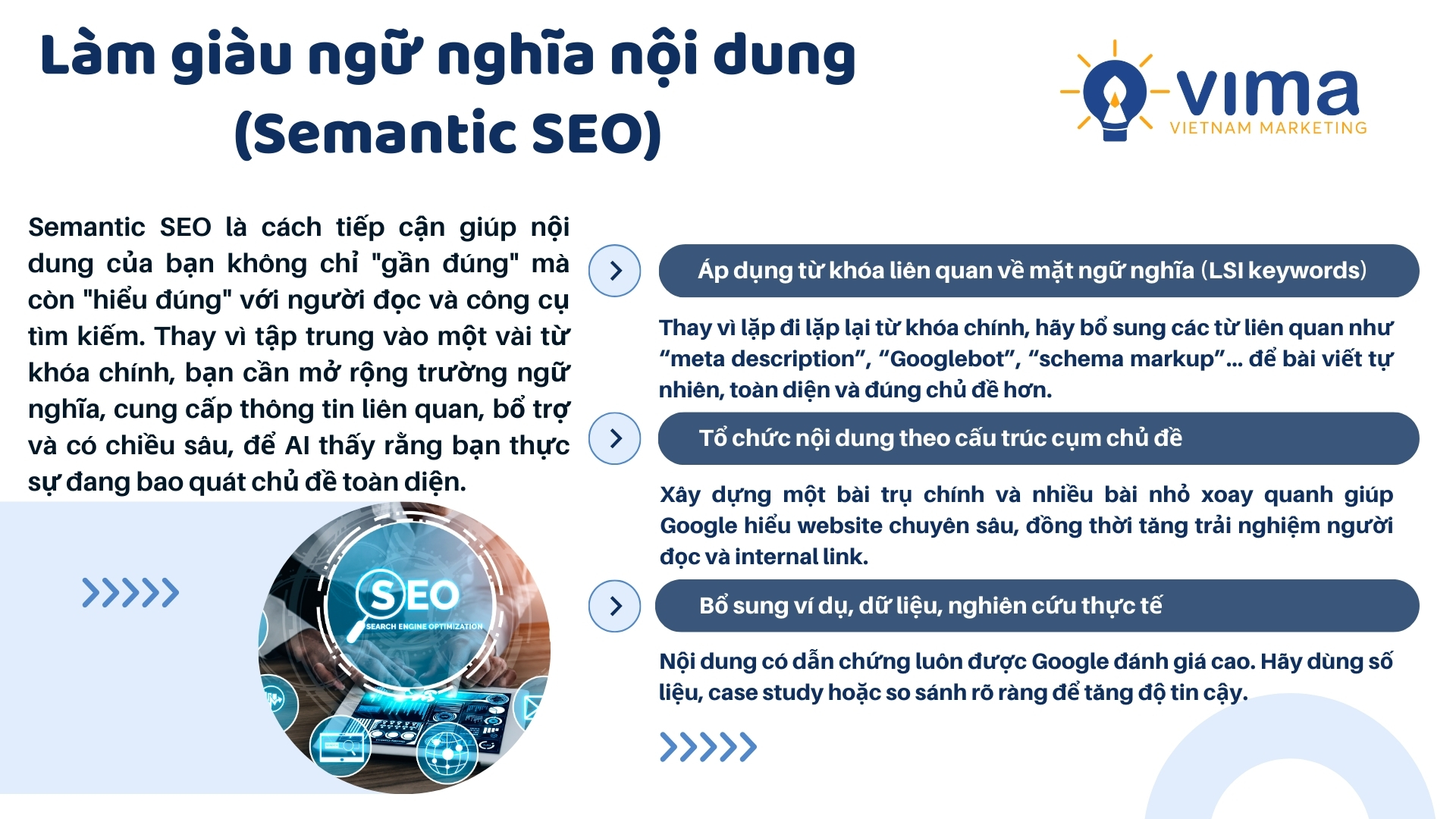 Làm nội dung sâu, dùng từ liên quan, tổ chức theo cụm và có ví dụ thực tế sẽ giúp AI hiểu rõ bạn đang nói gì.