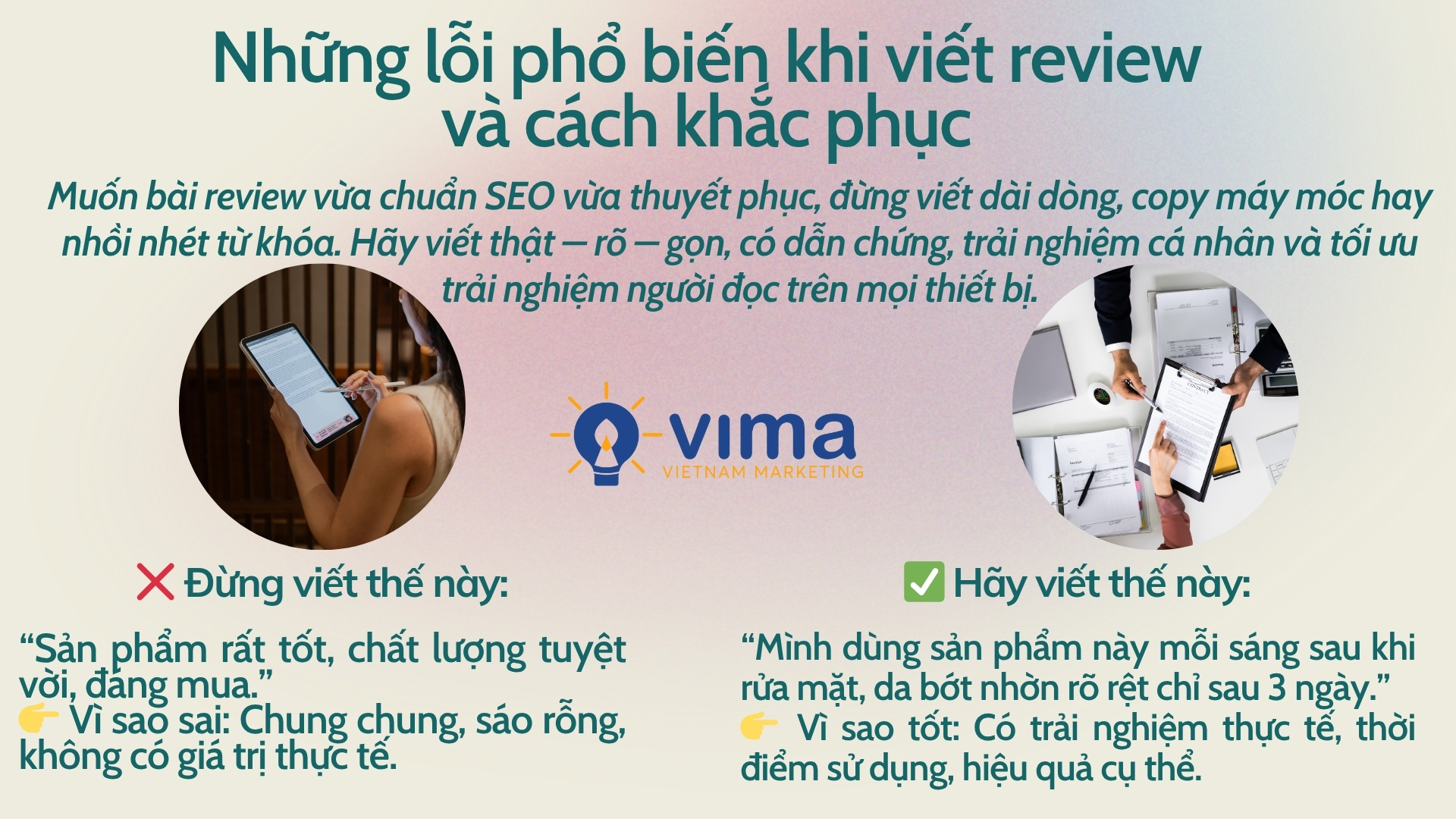 Tránh viết lan man, nhồi từ, thiếu dẫn chứng nếu muốn review chuẩn SEO và thuyết phục người đọc.