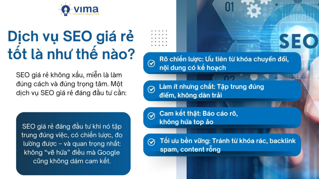 Giải pháp SEO tiết kiệm là khi tập trung đúng trọng tâm, có chiến lược rõ ràng và tạo ra hiệu quả thật, dù ngân sách nhỏ.