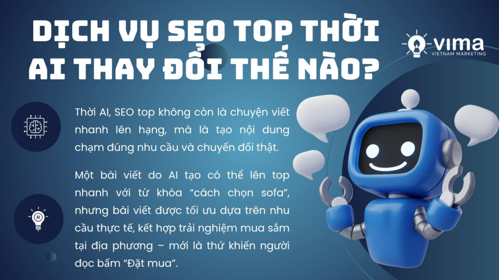 Thời AI, dịch vụ SEO top chỉ còn giá trị khi tạo nội dung sâu, đúng insight và thật sự mang lại chuyển đổi.