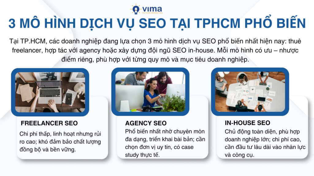 Freelancer, agency hay in-house? Mỗi mô hình SEO đều có lợi thế riêng – quan trọng là chọn đúng cho mục tiêu và nguồn lực của bạn.
