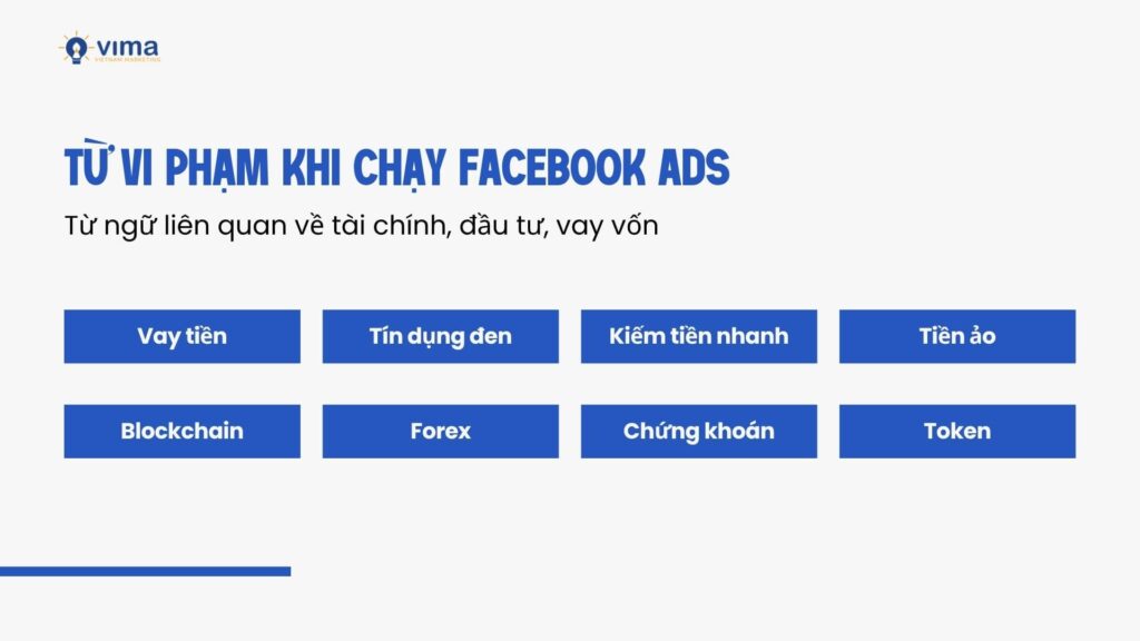 Tổng hợp từ vi phạm chính sách quảng cáo Facebook về Tài chính, đầu tư, vay vốn
