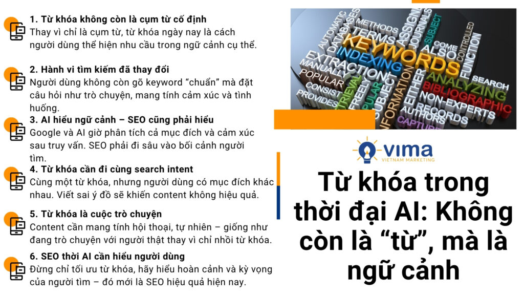 Trong thời đại AI, từ khóa không còn là cụm từ cố định, mà là toàn bộ ngữ cảnh – hành vi – cảm xúc ẩn sau truy vấn của người dùng