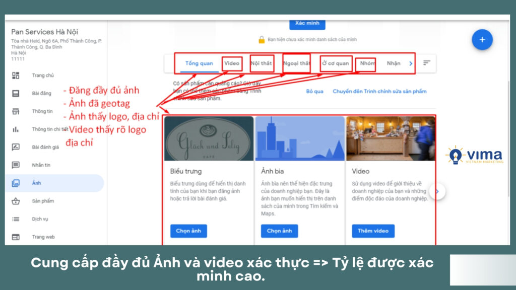 Muốn xác minh thành công năm 2025, ảnh và video thực tế là yêu cầu bắt buộc – đặc biệt là video quay rõ biển hiệu và không gian hoạt động.
