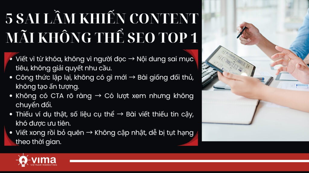 Viết đúng nhưng không trúng, thiếu khác biệt, không chuyển đổi, không cập nhật – đó là lý do content mãi không hiệu quả.