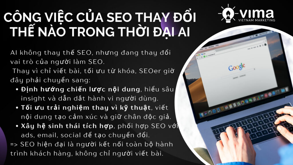 AI phát triển, SEO chuyển từ viết bài sang định hướng chiến lược và trải nghiệm người dùng.