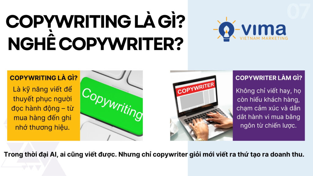 Copywriting là nghệ thuật viết nội dung thuyết phục, tạo giá trị và dẫn dắt hành động.