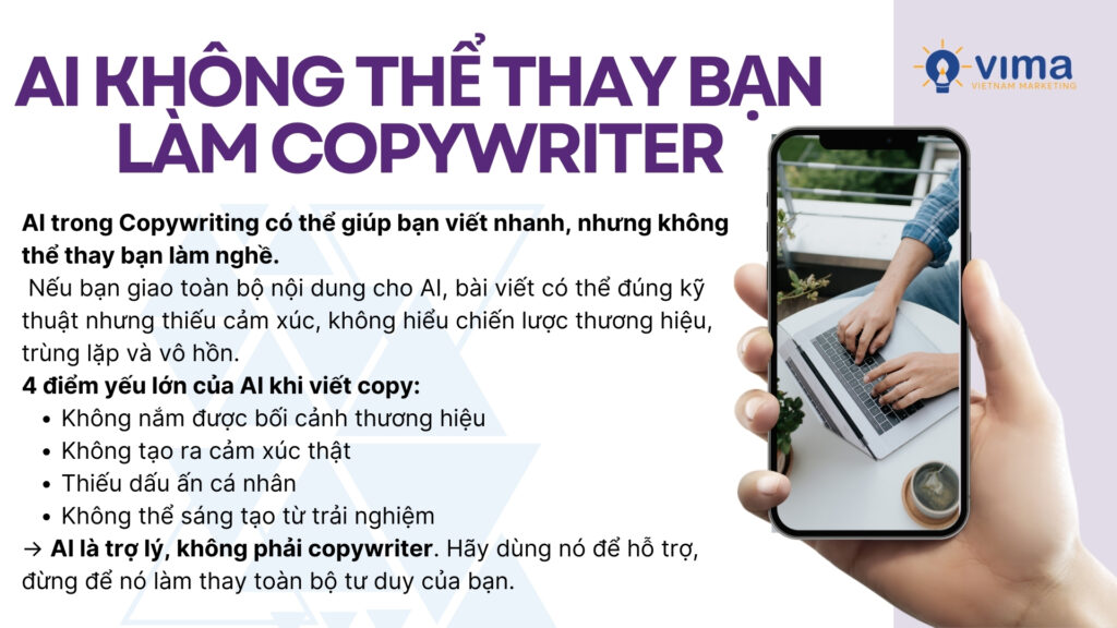 Dùng AI viết content không sai, nhưng giao hết cho nó là tự đánh mất bản sắc nghề viết.