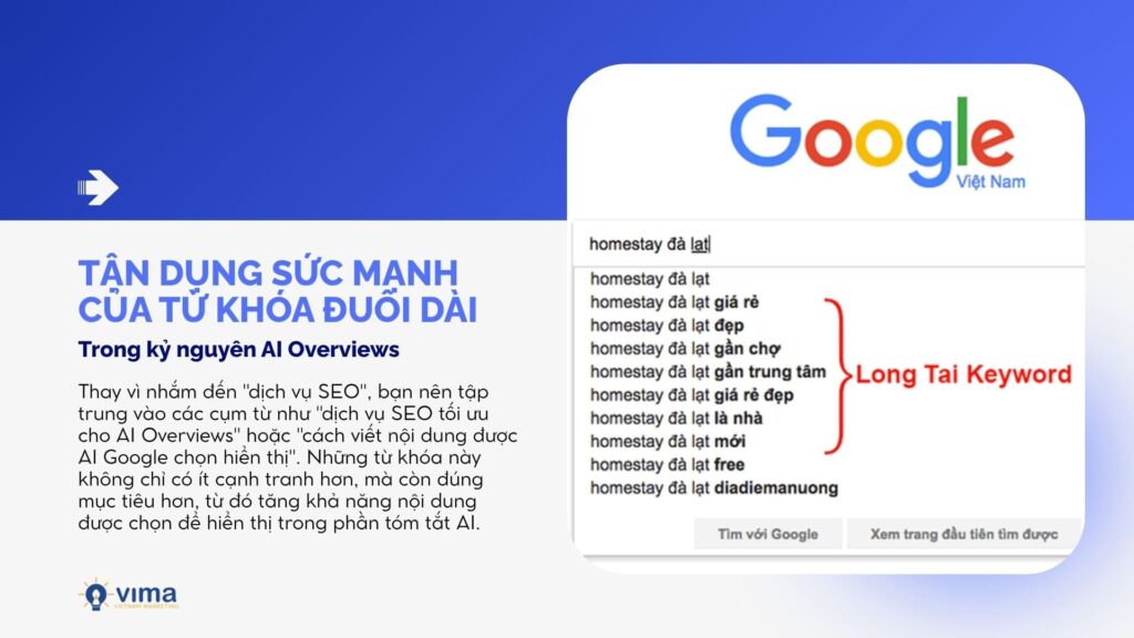 Tận dụng sức mạnh của từ khóa đuôi dài trong kỷ nguyên AI Overviews
