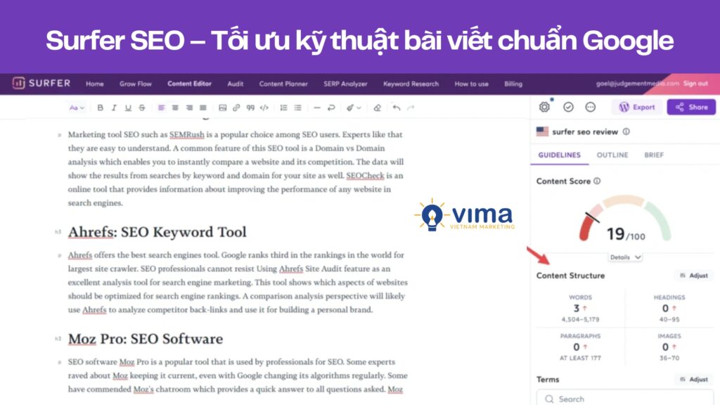 Surfer SEO tối ưu kỹ thuật bài viết dựa trên dữ liệu SERP, giúp tăng hạng hiệu quả nhưng cần biên tập lại để nội dung hấp dẫn hơn.