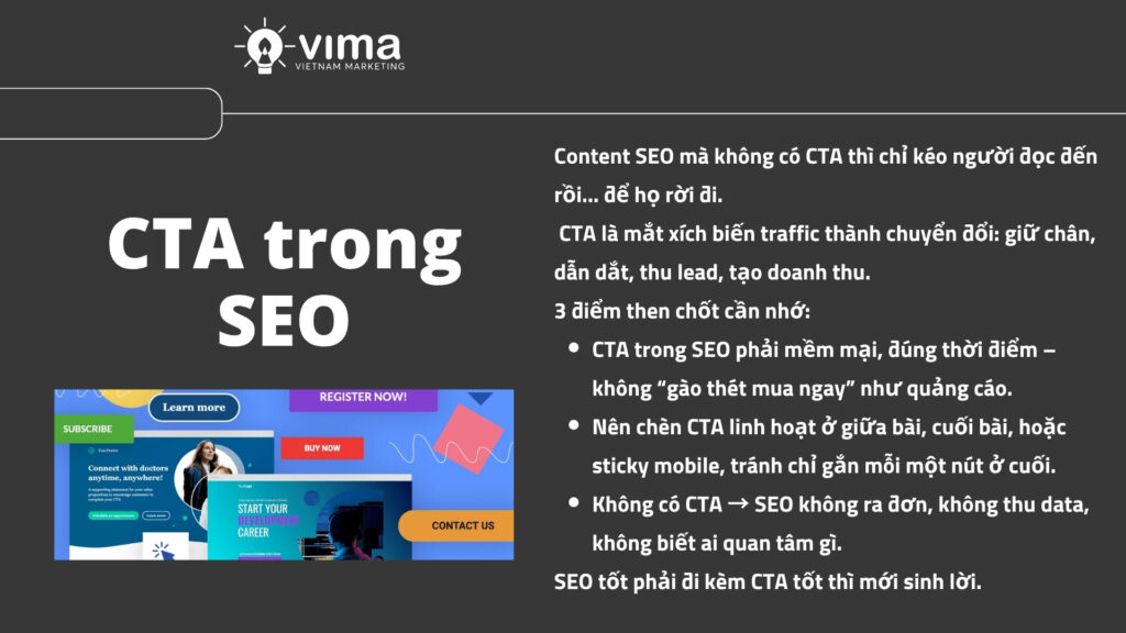 Content SEO muốn chuyển đổi phải có điểm dẫn dắt hành động rõ ràng – nếu không, chỉ là bài viết để đọc rồi… thoát