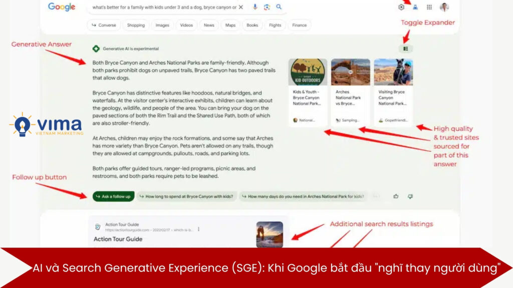 SGE đang thay đổi cách Google hiển thị kết quả, buộc SEO phải thích nghi với trải nghiệm tìm kiếm mới chủ động hơn từ AI.