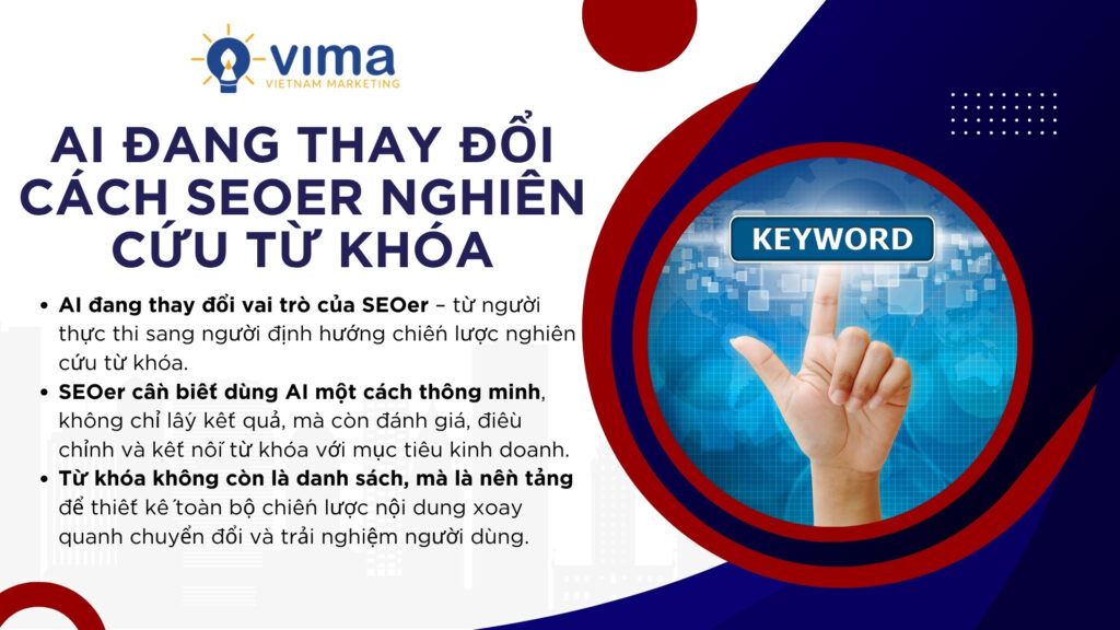 AI đang thay đổi vai trò SEOer từ người tìm từ khóa sang người định hướng chiến lược và kiểm duyệt đầu ra.