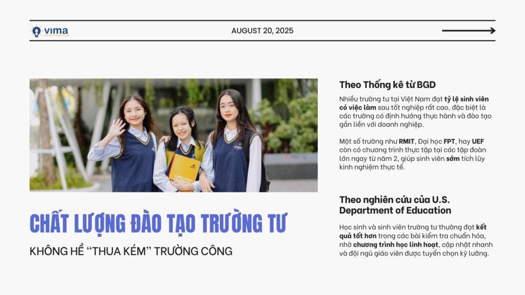 Chất lượng đào tạo của trường tư thục không hề thua kém trường công