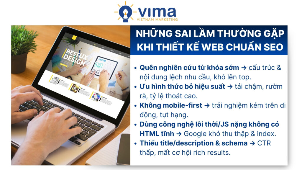 Trọng hình thức, nhẹ chiến lược–kỹ thuật–UX khiến web khó hiển thị và kém chuyển đổi.