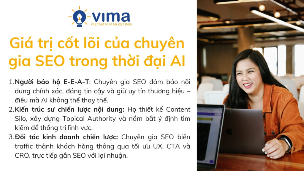 Chuyên gia SEO thời AI: bảo hộ uy tín, kiến trúc nội dung, biến traffic thành lợi nhuận.