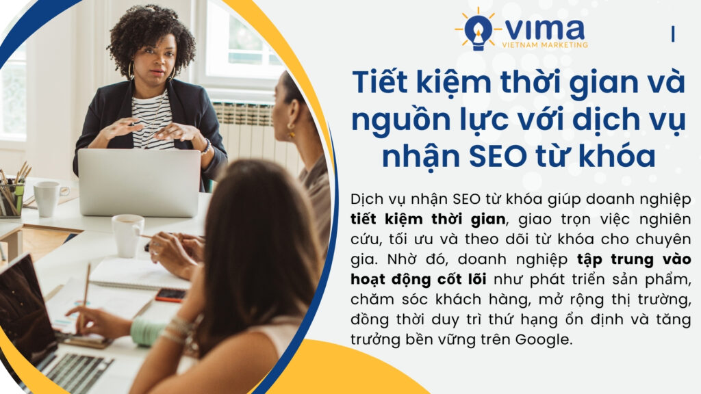 Dịch vụ nhận SEO từ khóa giúp doanh nghiệp tiết kiệm nguồn lực, tối ưu website và tăng trưởng bền vững.