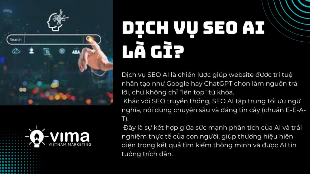 Dịch vụ SEO web cho AI Search giúp website được AI chọn làm nguồn trả lời tin cậy.