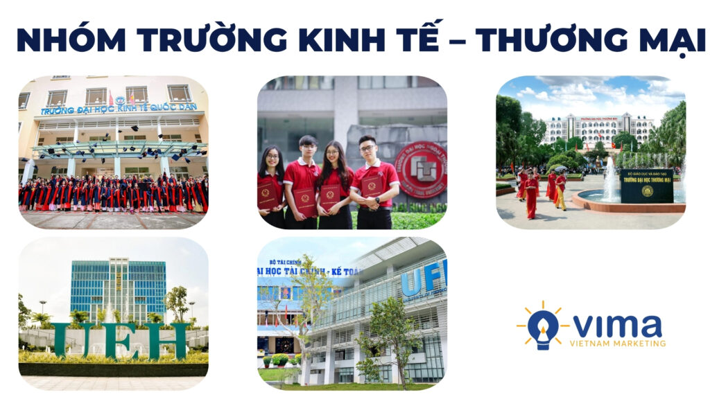 Nhóm Kinh tế – Thương mại đào tạo tư duy chiến lược, phù hợp làm quản lý thương hiệu và nghiên cứu thị trường.