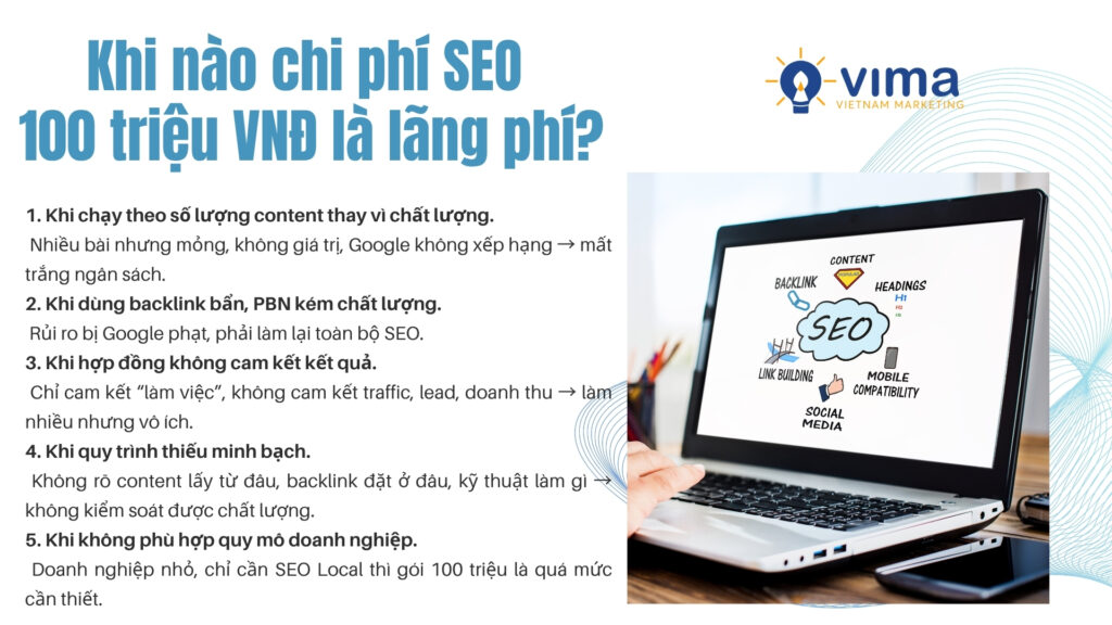 Chi 100 triệu SEO là lãng phí khi thiếu chất lượng, minh bạch và cam kết kết quả.