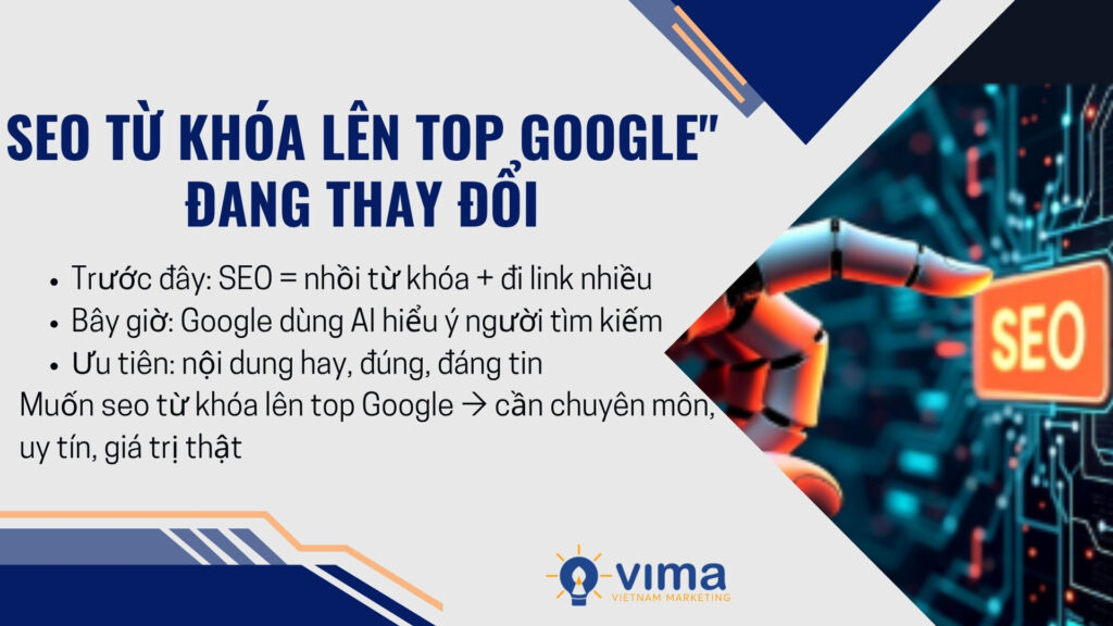 SEO thời AI chuyển từ kỹ thuật sang xây dựng uy tín, chất lượng và giá trị thương hiệu thật.