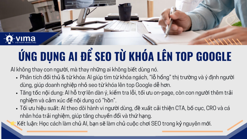 Làm chủ AI để tăng tốc, tối ưu và bứt phá trong SEO lên top Google.