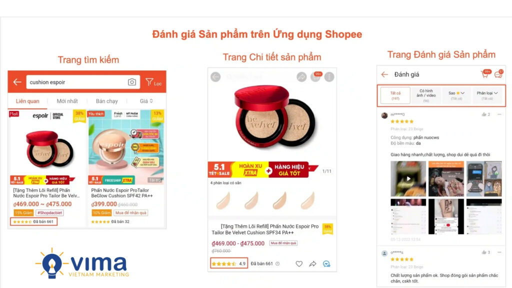 Đánh giá thật quyết định độ tin cậy và sức mạnh SEO sản phẩm trên Shopee.