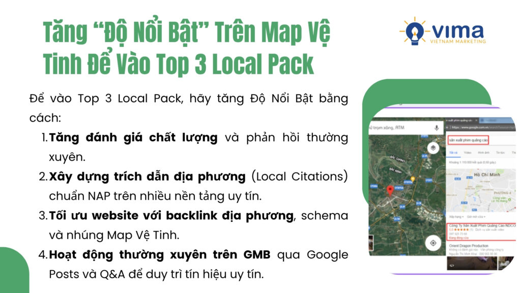 Đẩy mạnh tín hiệu Map Vệ Tinh để nâng Độ Nổi Bật và vào Top 3 Local Pack.