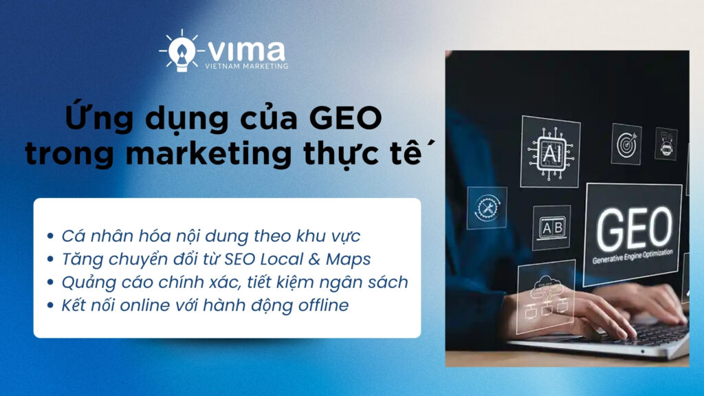 GEO giúp marketing tiếp cận đúng khách hàng theo vị trí và hành vi thực tế.
