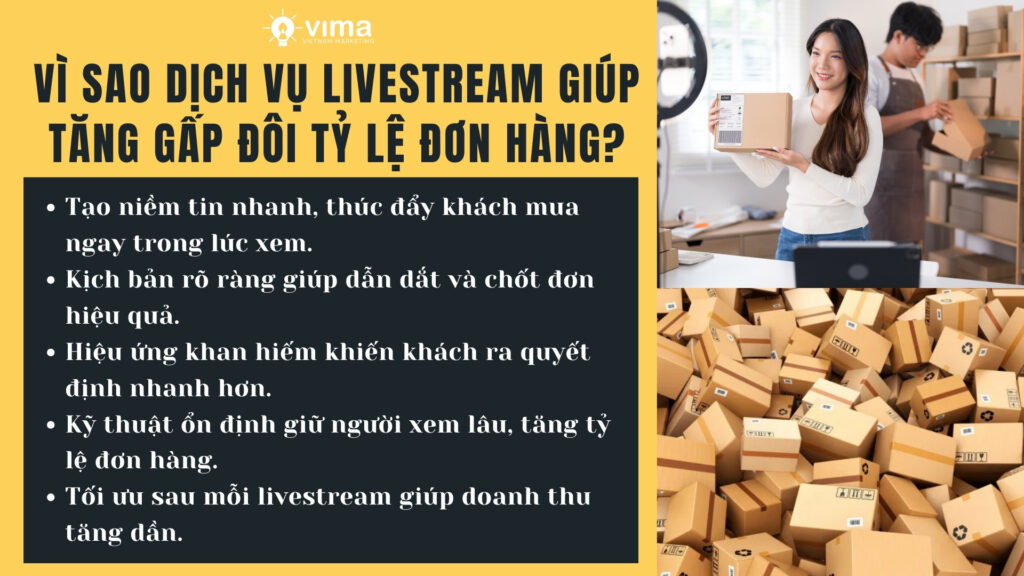 Giải pháp livestream chuyên nghiệp giúp tăng đơn nhờ kịch bản và niềm tin khách hàng.