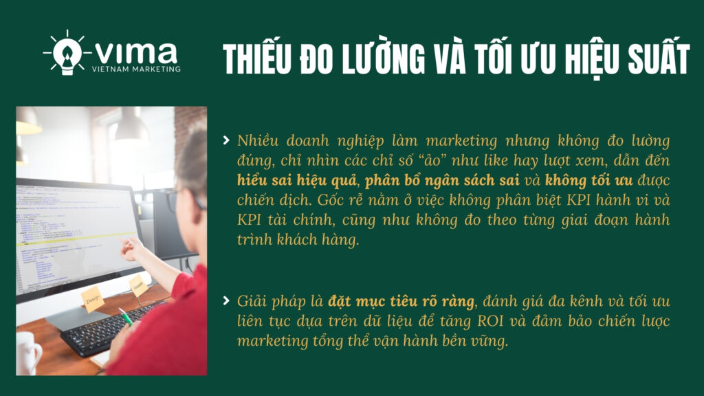 Thiếu đo lường đúng khiến chiền lược marketing online tổng thể thiếu hiệu quả và khó tối ưu chi phí.