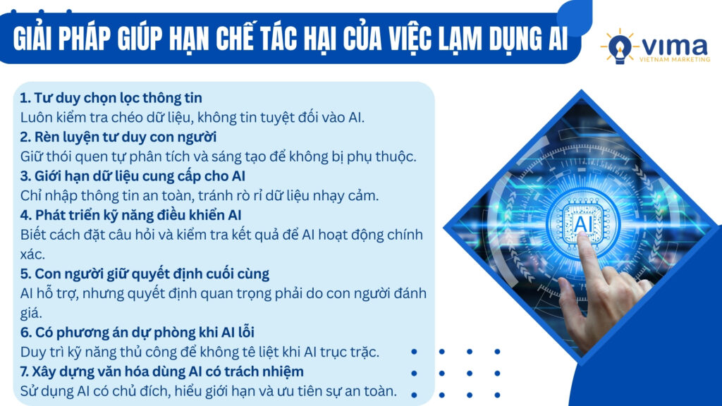 Giải pháp giảm tác hại AI: dùng có chọn lọc, kiểm soát dữ liệu và giữ chủ động con người