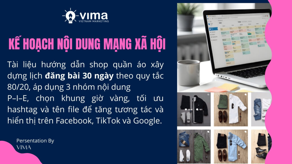 Template nội dung 30 ngày giúp shop quần áo tăng tương tác bền vững.