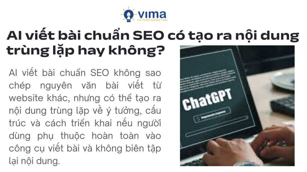 AI viết bài chuẩn SEO không sao chép y nguyên nội dung, nhưng dễ trùng ý và cấu trúc nếu dùng sai cách.