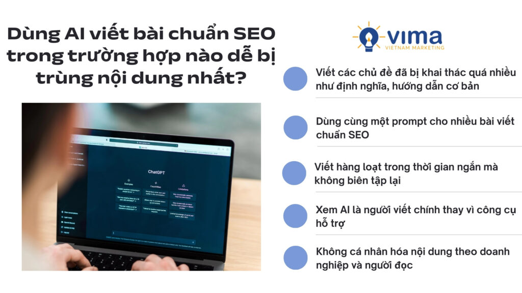 AI viết bài chuẩn SEO dễ trùng nội dung khi dùng đại trà, thiếu biên tập và cá nhân hóa.