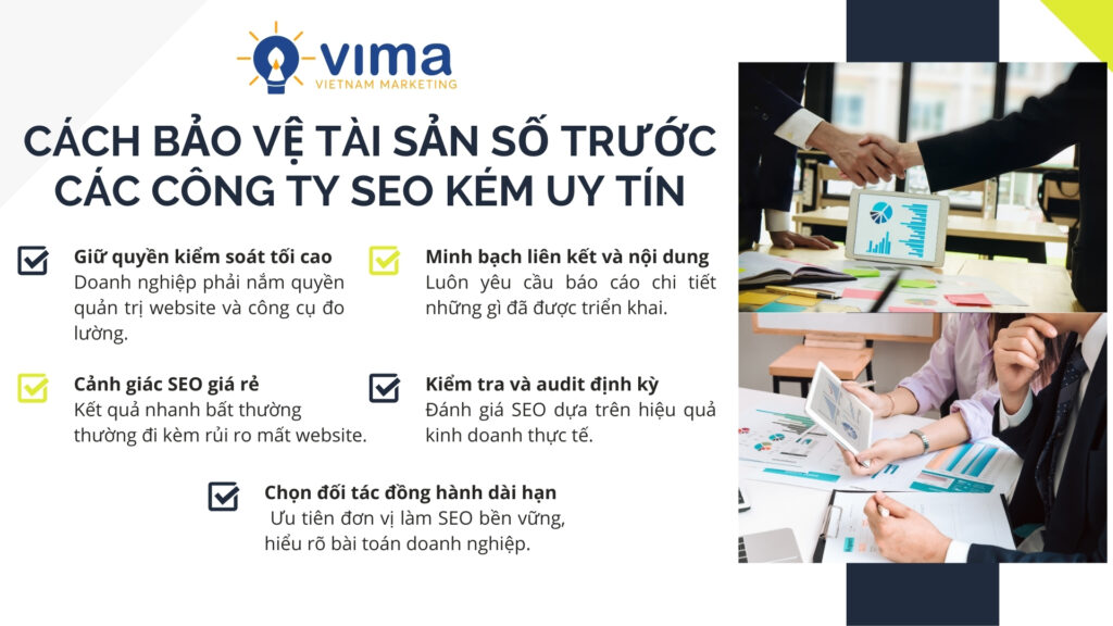 Bảo vệ tài sản số bằng kiểm soát chặt chẽ và chọn các đối tác công ty SEO uy tín.