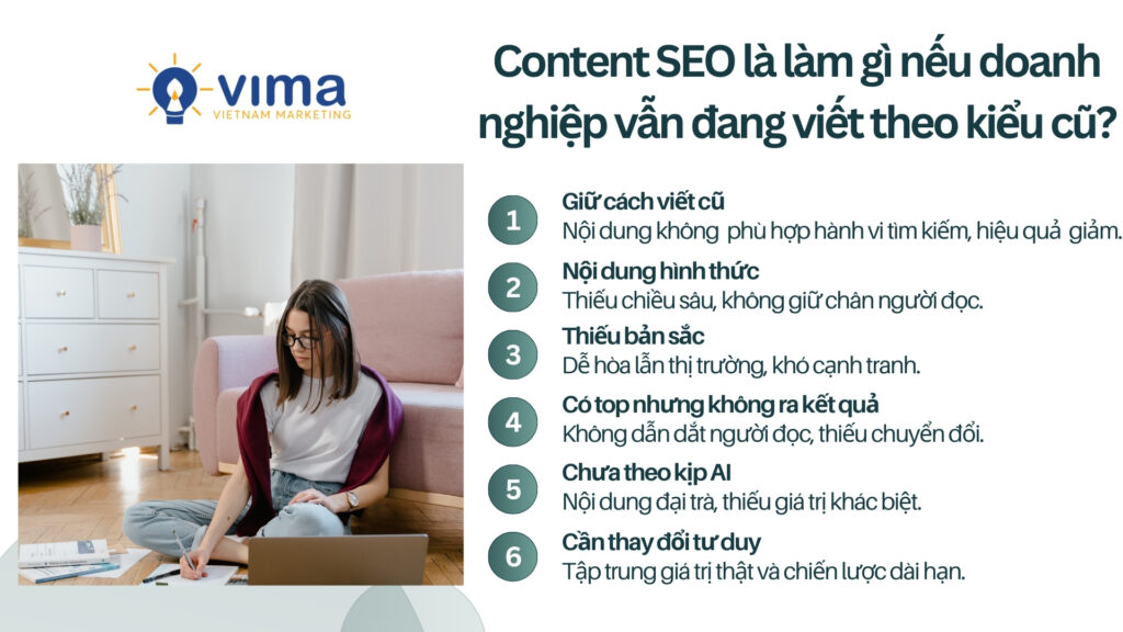 Nội dung cũ, thiếu chiều sâu và khác biệt, khiến SEO giảm hiệu quả và khó tạo chuyển đổi.