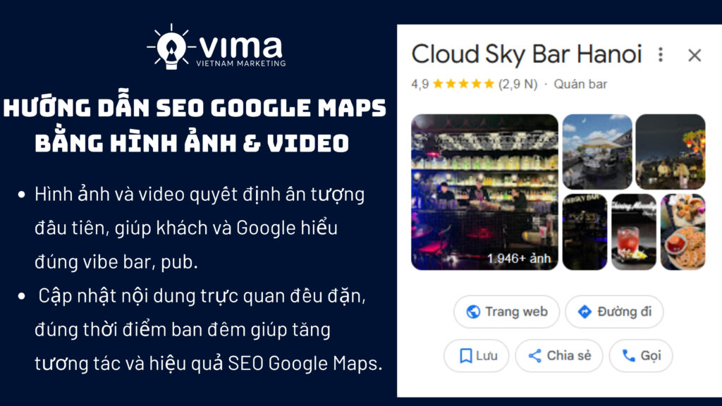 Hình ảnh, video ban đêm giúp SEO Google Maps cho bar, pub hiệu quả hơn