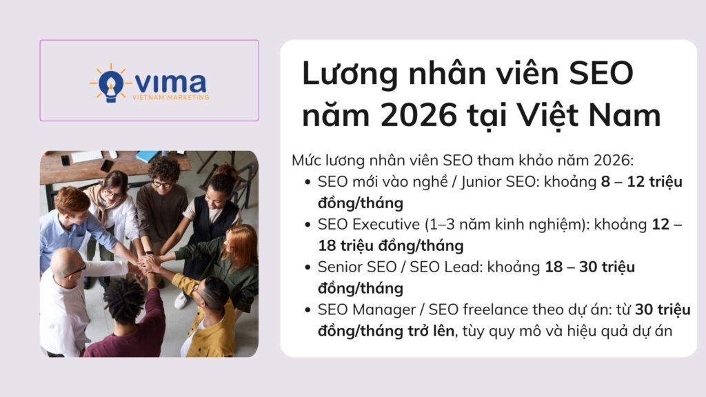 Lương nhân viên SEO năm 2026 phân hóa mạnh, phụ thuộc năng lực và giá trị mang lại cho doanh nghiệp.