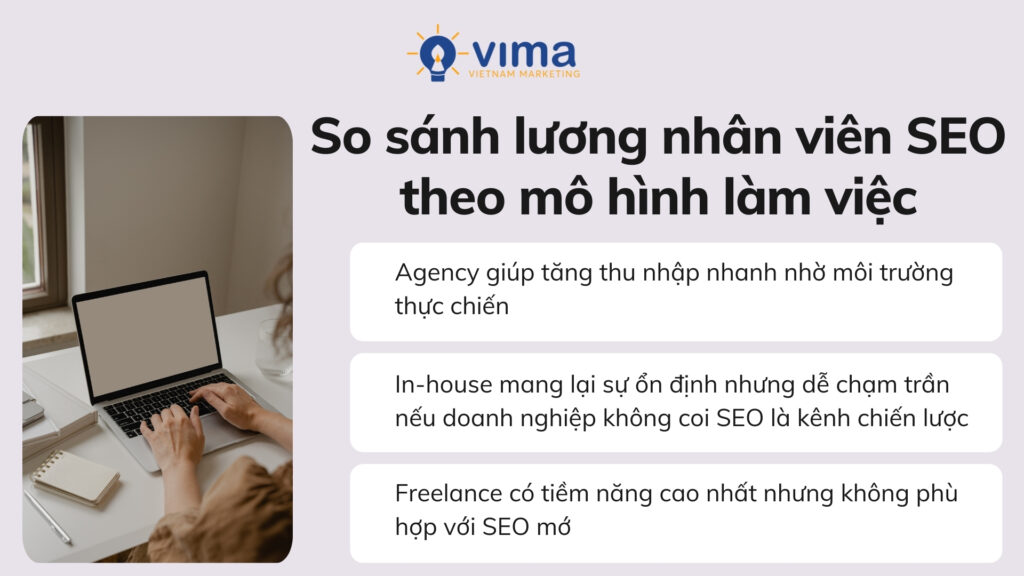 Thu nhập SEO khác nhau rõ rệt tùy mô hình làm việc và mức độ chịu trách nhiệm.