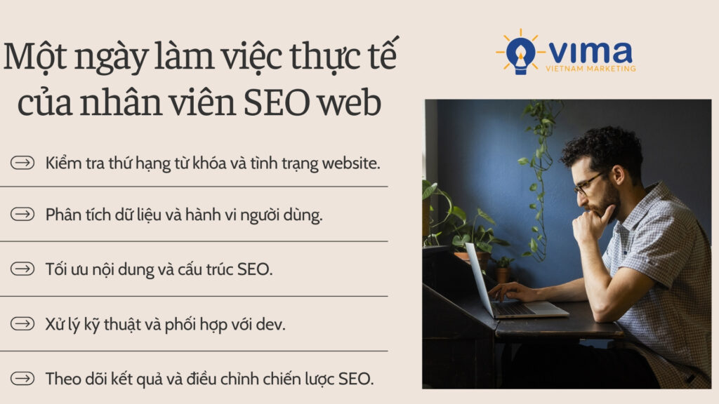 Nhân viên SEO tối ưu toàn diện website dựa trên dữ liệu để tăng trưởng bền vững và chuyển đổi.