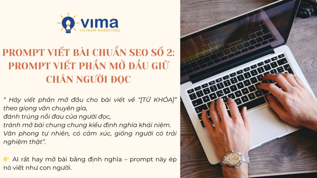 Prompt viết bài chuẩn SEO cho mở đầu giúp giữ chân người đọc ngay từ những dòng đầu tiên.