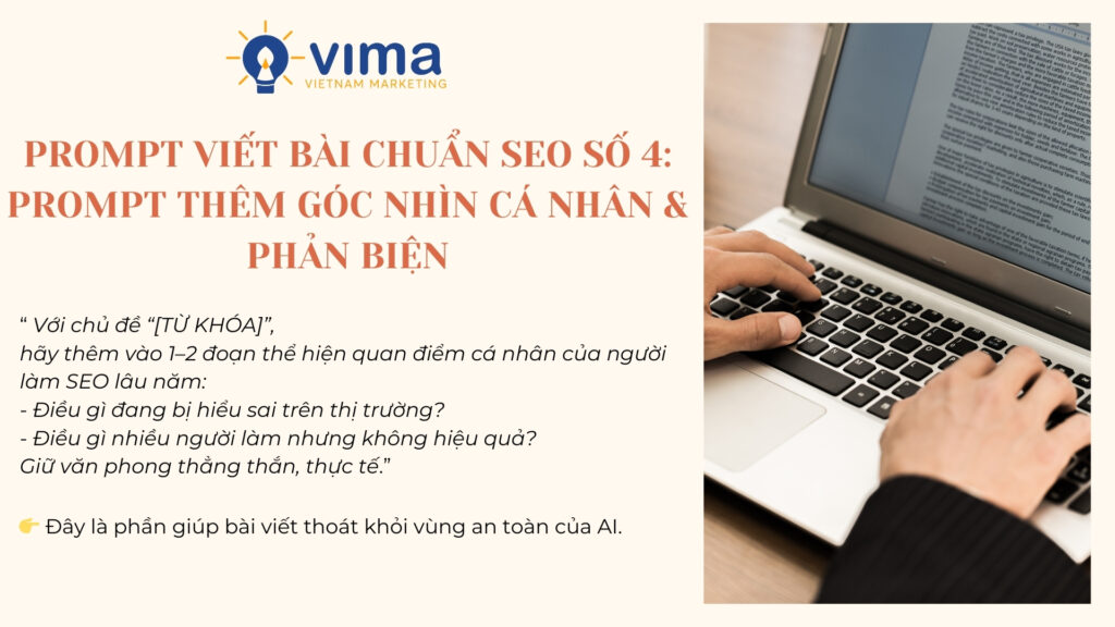 Công thức viết bài seo giúp bổ sung góc nhìn cá nhân, tạo khác biệt và tăng độ tin cậy.