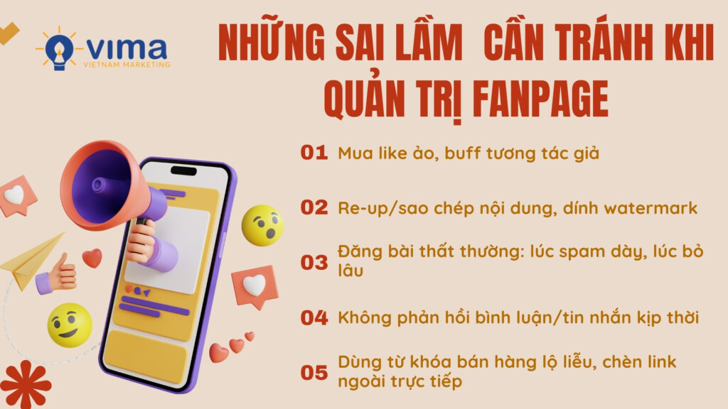 Tránh like ảo reup spam và link lộ để fanpage không tụt reach.