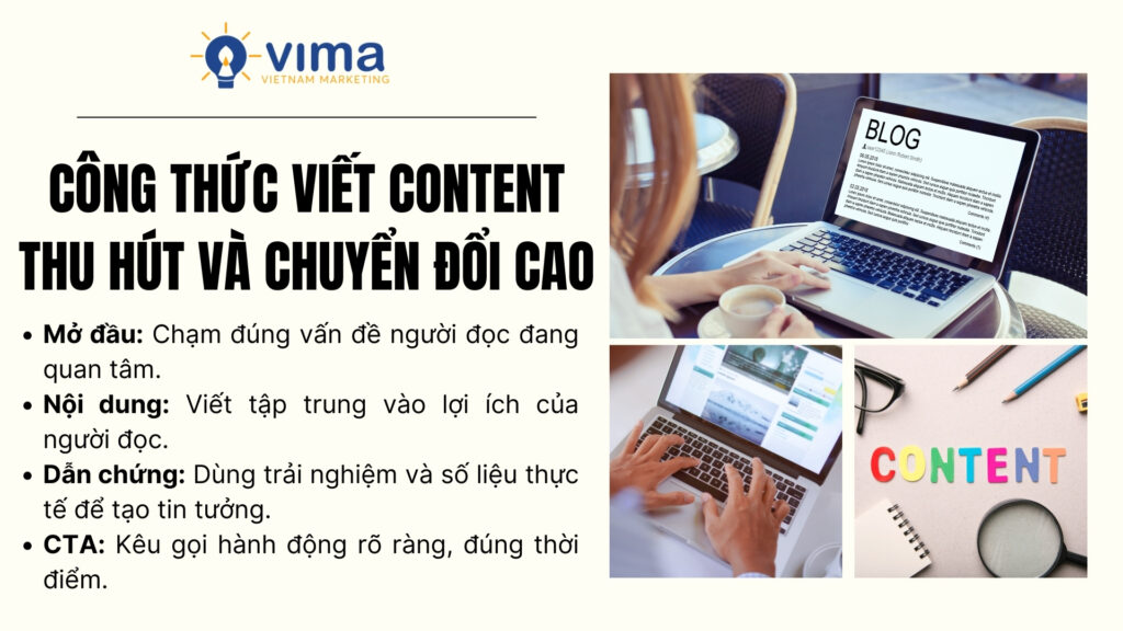 Viết content hiệu quả cần chạm đúng vấn đề, tạo tin tưởng và thúc đẩy hành động.