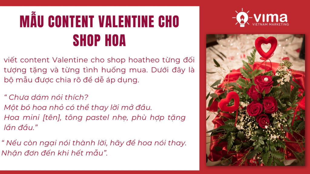 Mẫu content Valentine cho shop hoa, dễ áp dụng ngay.