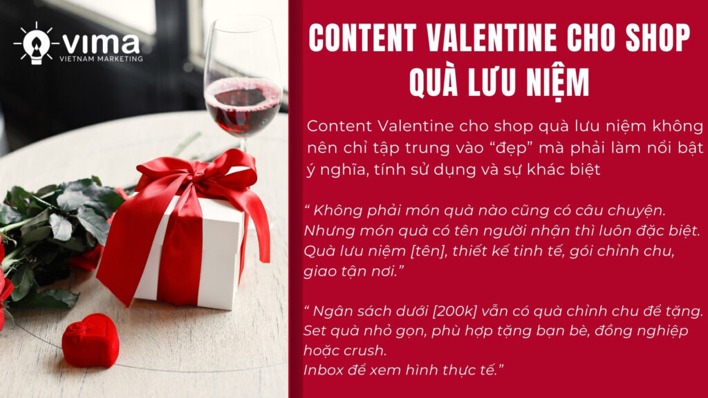 Content Valentine quà lưu niệm, cá nhân hóa, dễ chốt đơn. 