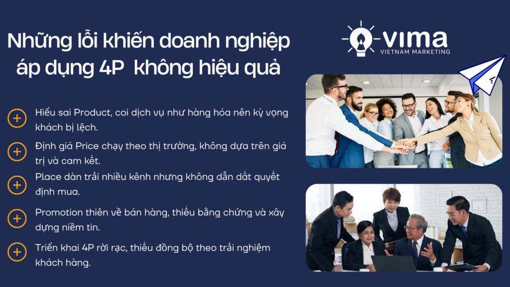 Doanh nghiệp dịch vụ thất bại với 4P vì hiểu sai bản chất trải nghiệm và niềm tin khách hàng.
